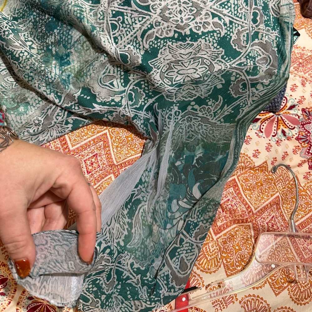 Petite large peacock blouse